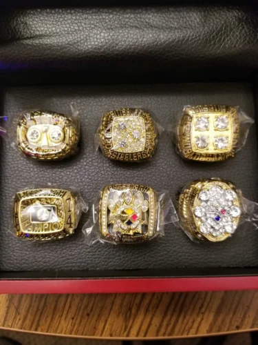 6 Pittsburgh Steelers NFL Super Bowl Gold championship ring set replica photo review