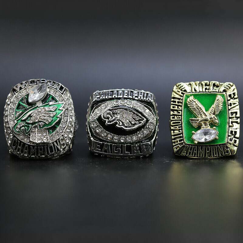 Philadelphia Eagles 1980 & 2004 NFC, 2018 Super Bowl NFL championship ring  set replica