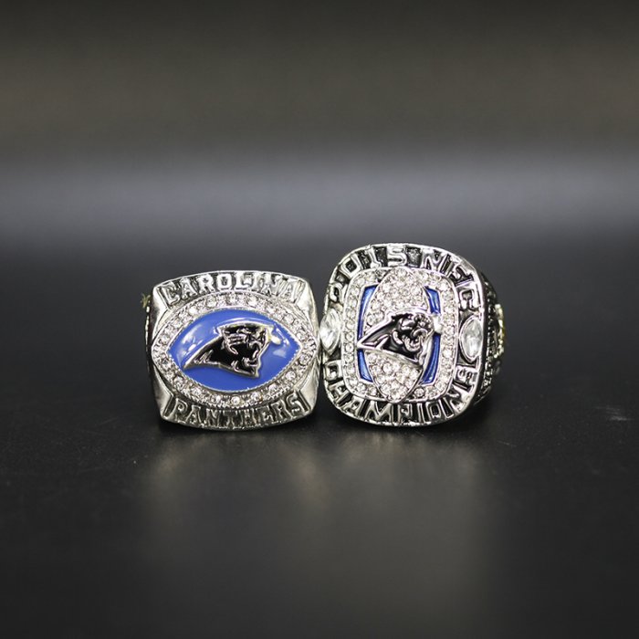Carolina Panthers 2003 Jake Delhomme & 2015 Cam Newton championship ring set Football Rings Carolina Panthers Carolina Panthers 2003 Jake Delhomme & 2015 Cam Newton championship ring set Football Rings Carolina Panthers