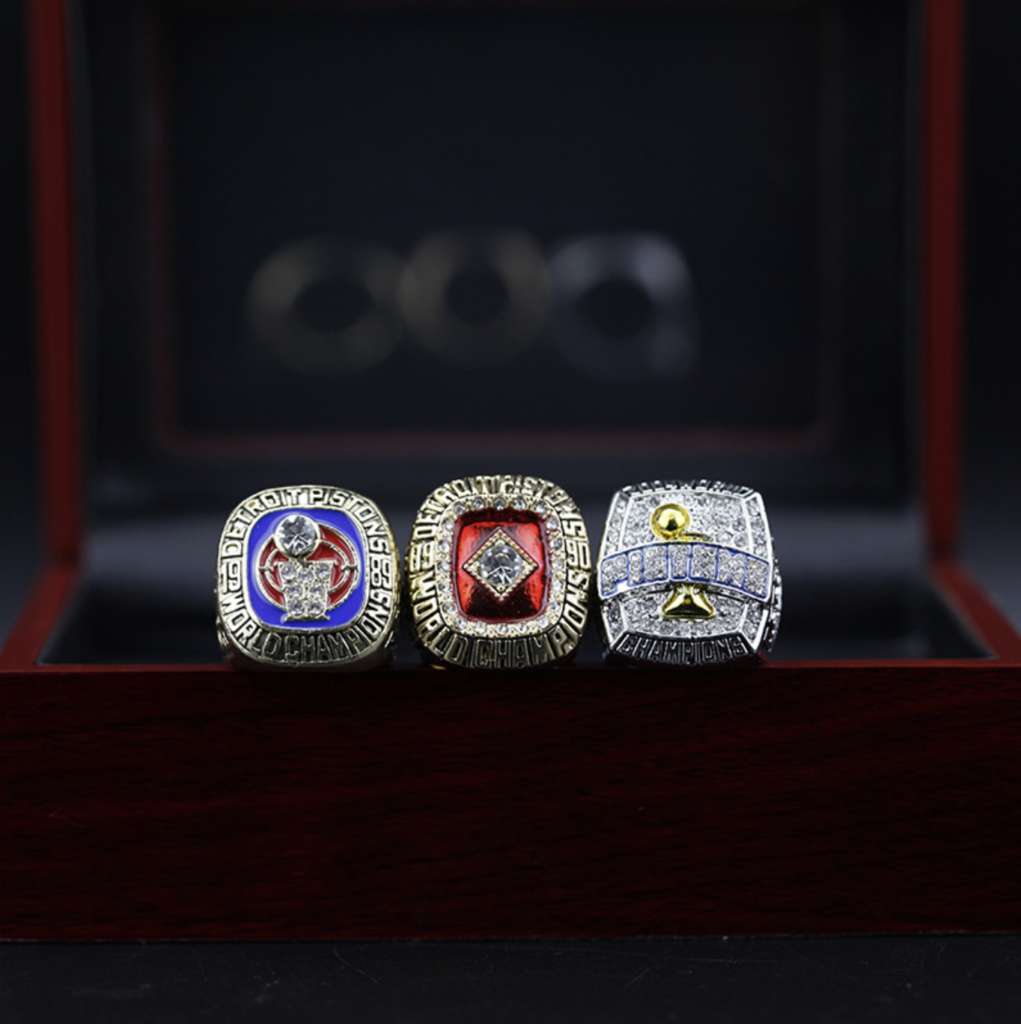 Detroit Pistons 1989, 1990 & 2004 NBA championship rings set MVP Ring