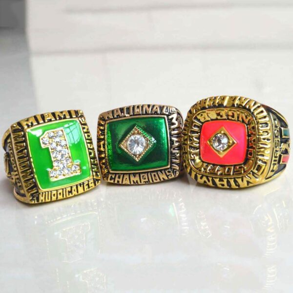 Miami Hurricanes 1983, 1987 & 1989 NCAA championship ring collection NCAA Rings Miami Hurricanes 5