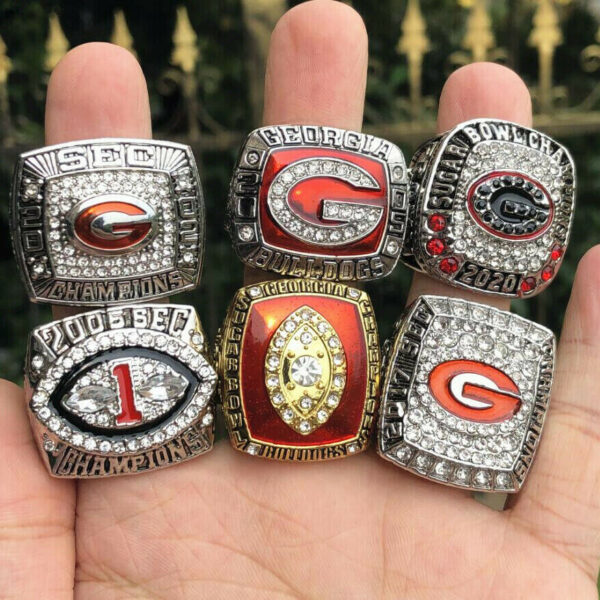 6 Georgia Bulldogs NCAA championship rings collection College Rings championship replica ring 6