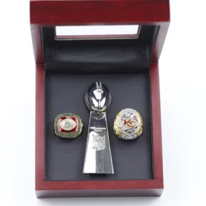 Kansas City Chiefs 1970 & 2020 Patrick Mahomes II Super Bowl NFL championship ring set with 3 Vince Lombardi trophies Lombardi Trophy championship rings