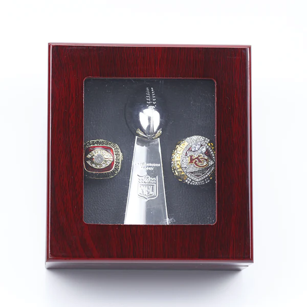 Kansas City Chiefs 1970 & 2020 Patrick Mahomes II Super Bowl NFL championship ring set with 3 Vince Lombardi trophies Lombardi Trophy championship rings 4