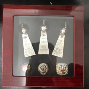 3 Kansas City Chiefs Super Bowl NFL championship ring set with 3 Vince Lombardi trophies Lombardi Trophy 2023 chiefs ring 2