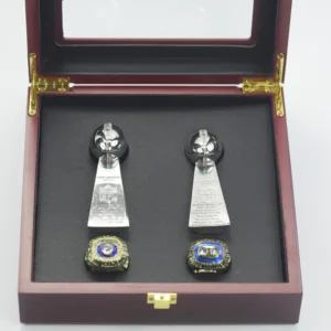 Miami Dolphins 1972 & 1973 Super Bowl NFL championship ring set with 2 Vince Lombardi trophies Lombardi Trophy championship rings 2
