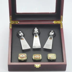 3 Washington Commanders (Redskins) Raiders Super Bowl NFL championship ring set with 3 Vince Lombardi trophies Lombardi Trophy championship rings