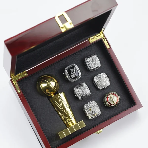 5 San Antonio Spurs and Tim Duncan HOF rings set with Larry O’Brien Championship Trophy NBA Rings championship rings 3