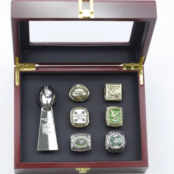 6 Philadelphia Eagles NFL championship rings set with Lombardi Trophy Lombardi Trophy nfl ring