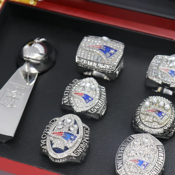 6 New England Patriots Tom Brady NFL championship rings set with Lombardi Trophy Lombardi Trophy New England Patriots 3