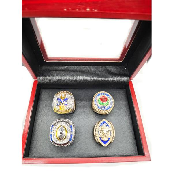 2024 Michigan Wolverines complete championship ring set of 4 ring – Rose Bowl ring, National Championship ring, Trophy ring, Big Ten Ring NCAA Rings 2024 big ten ring 2