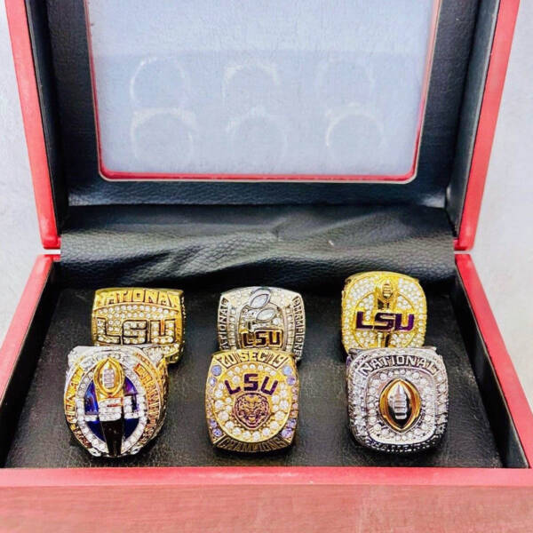 6 LSU Tigers National NCAA Football championship rings collection NCAA Rings championship ring