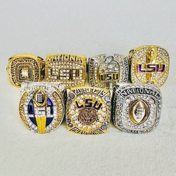 7 LSU Tigers National championships NCAA Football championship rings set NCAA Rings college backetball 4