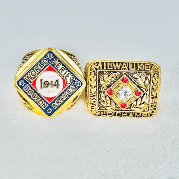 1914 Boston Braves & 1957 Milwaukee Braves MLB World Series championship ring set MLB Rings 1914 Boston Braves