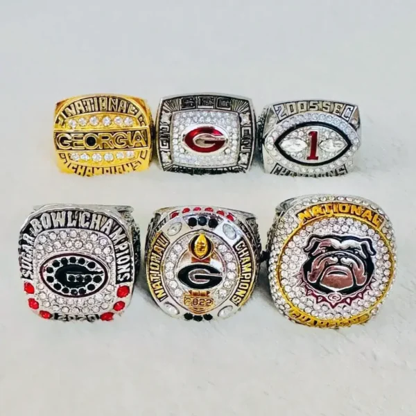 6 Georgia Bulldogs NCAA championship rings collection NCAA Rings championship replica ring