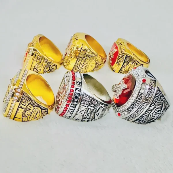 6 Alabama Crimson Tide NCAA National & SEC championship rings collection NCAA Rings Alabama Crimson Tide 2