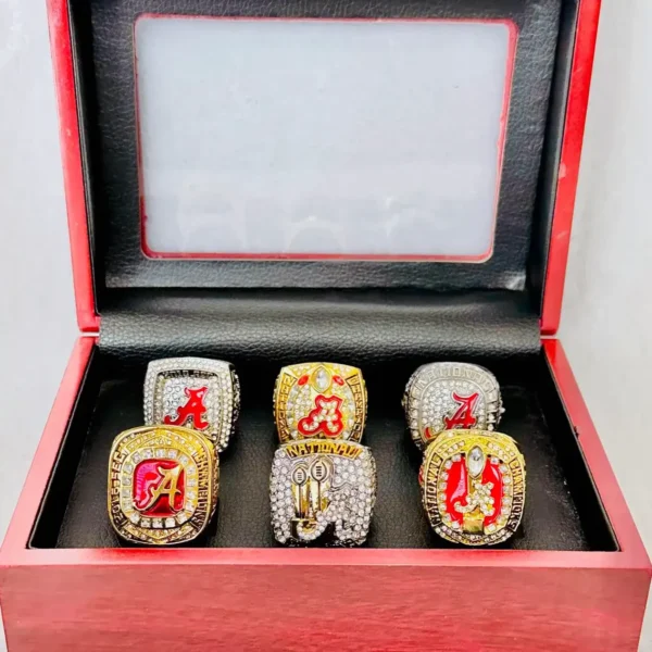 6 Alabama Crimson Tide NCAA National & SEC championship rings collection NCAA Rings Alabama Crimson Tide 5