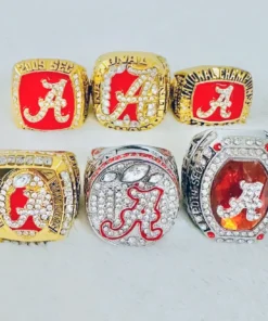 6 Alabama Crimson Tide NCAA National & SEC championship rings collection NCAA Rings Alabama Crimson Tide