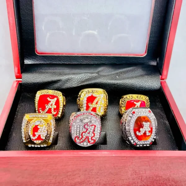 6 Alabama Crimson Tide NCAA National & SEC championship rings collection NCAA Rings Alabama Crimson Tide 5