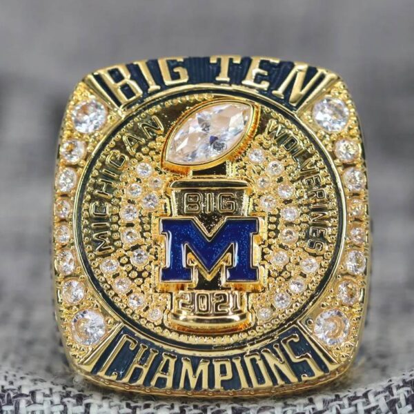 2021 Michigan Wolverines Big 10 championship ring replica with custom name – Premium Series NCAA Rings 2021 wolverines