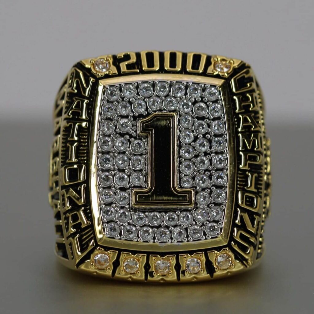 2000 Oklahoma Sooners National championship ring replica with custom ...