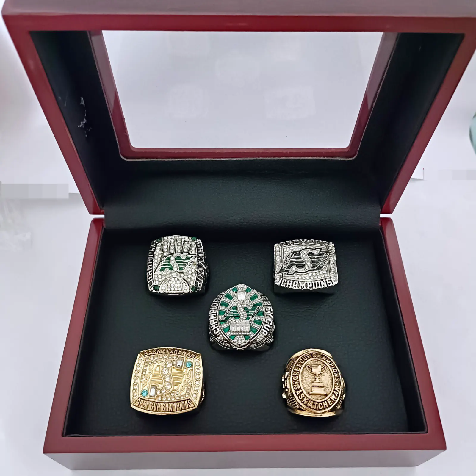 5 Saskatchewan Roughriders Grey Cup championship rings set Grey Cup rings collectible 2 5 Saskatchewan Roughriders Grey Cup championship rings set Grey Cup rings collectible 2