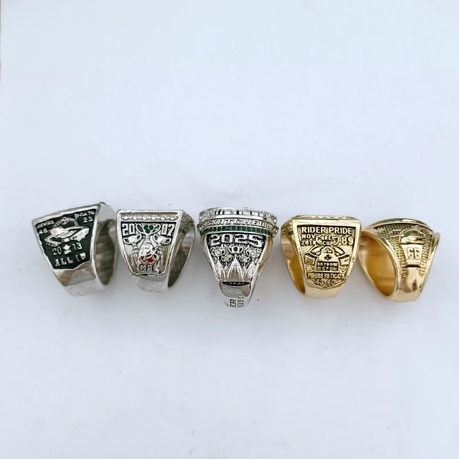 5 Saskatchewan Roughriders Grey Cup championship rings set Grey Cup rings collectible 5 5 Saskatchewan Roughriders Grey Cup championship rings set Grey Cup rings collectible 5